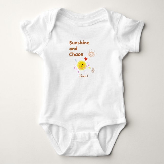 Funny "Sunshine and Chaos" Baby T-Shirt - Cute Kaw Strampler (Vorderseite)