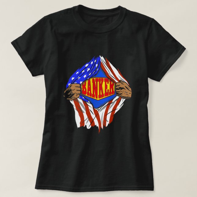 Funny Super Banker Hero Job T-Shirt (Design vorne)