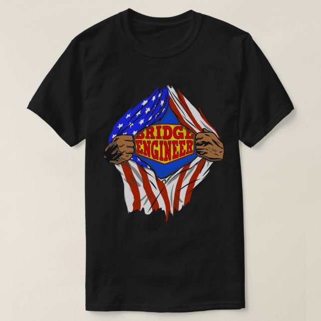 Funny Super Bridge Engineer Hero Job T-Shirt (Design vorne)