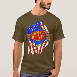 Funny Super Mental Health Clinician Hero Job 1394 T-Shirt