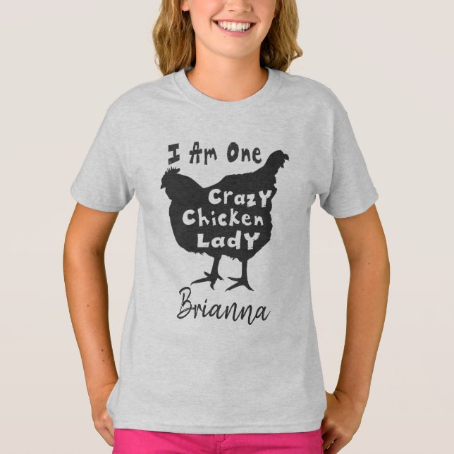 Funny Super Niedlich Crazy Chicken Lady Personalis T-Shirt (Vorderseite)