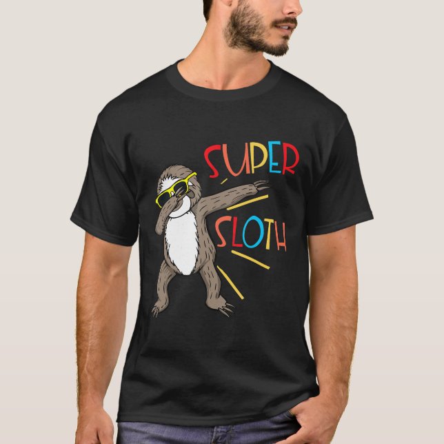 Funny Super Sloth Superhero Dabbing Dance Move Dab T-Shirt (Vorderseite)