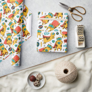 Funny Superhero Cat Geschenkpapier