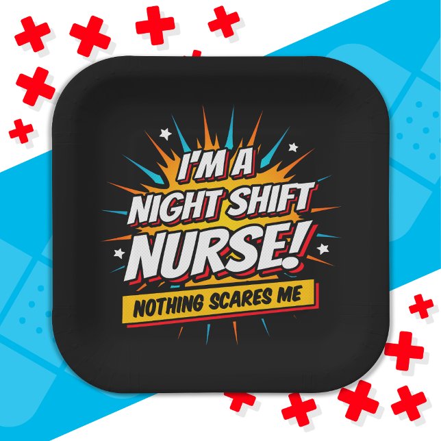 Funny Superhero Night Shift Nurse Aufwertung Pappteller (Von Creator hochgeladen)