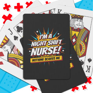 Funny Superhero Night Shift Nurse Aufwertung Spielkarten