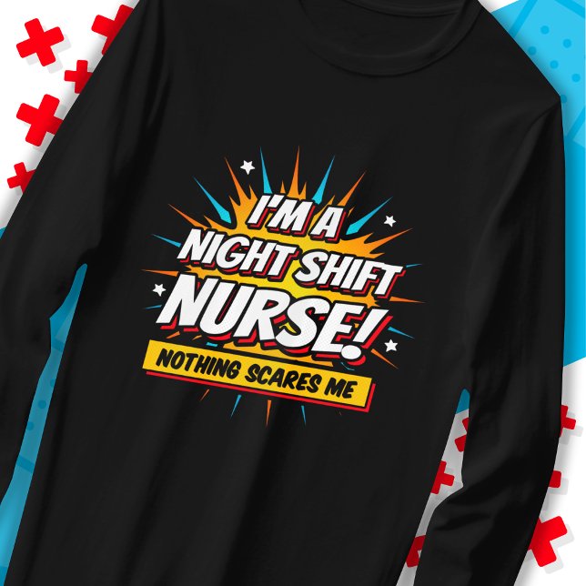 Funny Superhero Night Shift Nurse Aufwertung T-Shirt (Von Creator hochgeladen)