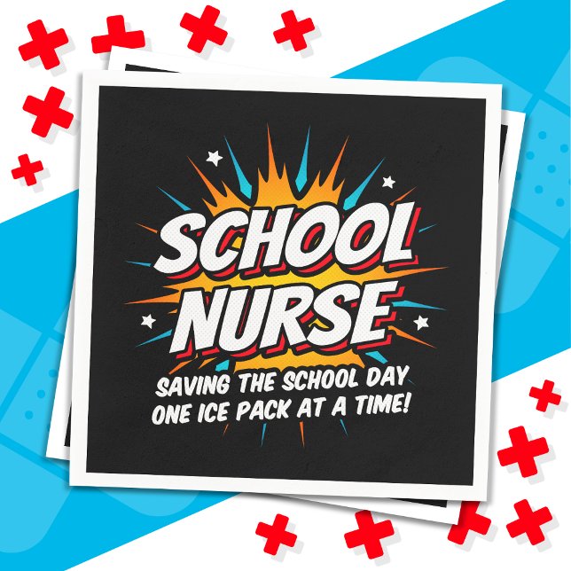 Funny Superhero School Nurse Apprecision Serviette (Von Creator hochgeladen)