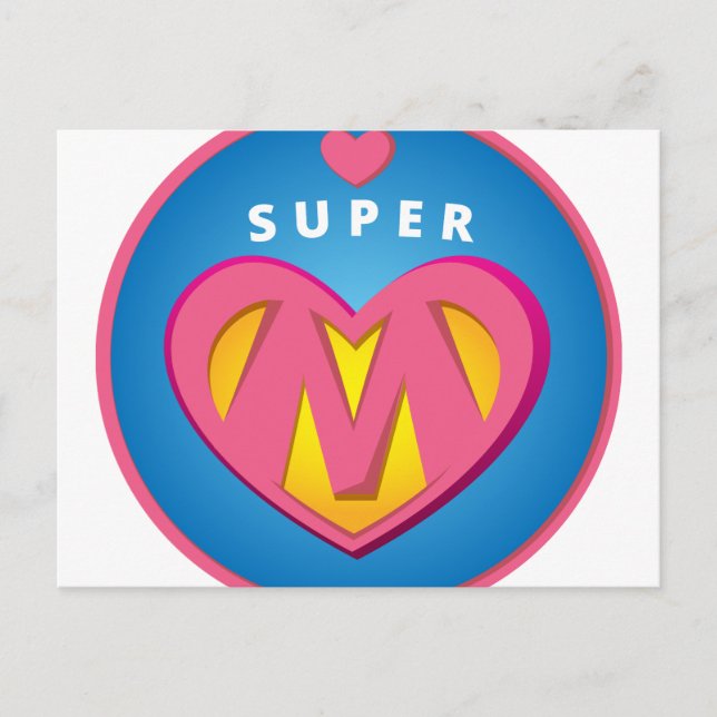 Funny Superhero Superwoman Mama Emblem Postkarte (Vorderseite)