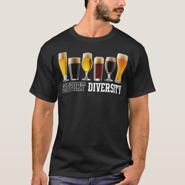 Funny Support Diversity Biertrinken T-Shirt (Vorderseite)