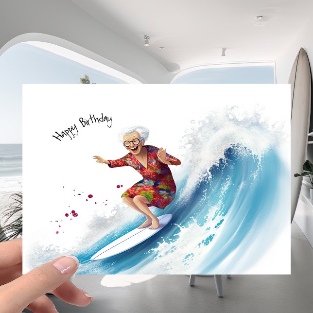 Funny Surfen im Ozean Wave Granny Joke Geburtstag Karte (Von Creator hochgeladen)