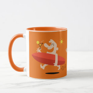 Funny Surfer mit Cocktail individuelle Name Tasse