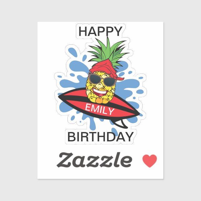 Funny Surfing Ananas Aufkleber (Blatt)