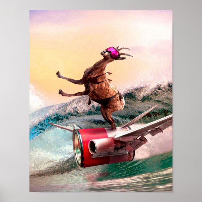 Funny Surfing Goat Poster (Vorne)