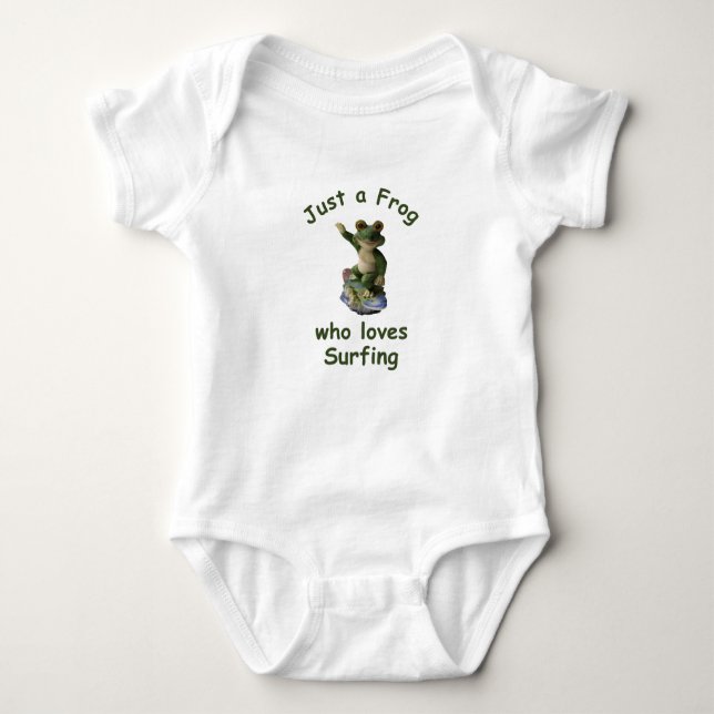 Funny surfing Kawai frog Baby Strampler (Vorderseite)