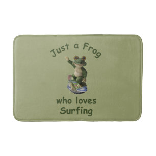 Funny surfing Kawai frog Badematte