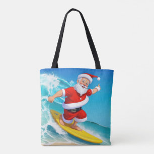 Funny Surfing Santa Claus