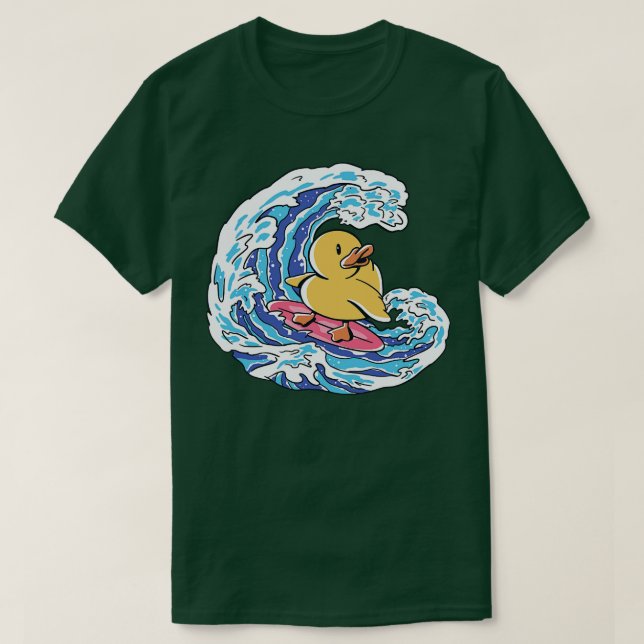 Funny SurfRubber Ducky Great Wave Japanisch Ill T-Shirt (Design vorne)