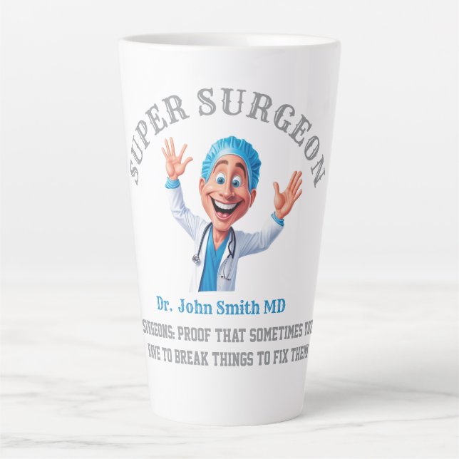 Funny Surgeon Cartoon Gift for Doctors & Nurses Milchtasse (Vorderseite)