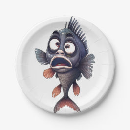 Funny Surprised Fish – Cartoon Fish Plate Design Pappteller