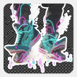 Funny Surreal Italian Meme Art - Abstract Brainrot Quadratischer Aufkleber