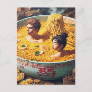 Funny Surreal Ramen Hot Tub Postkarte