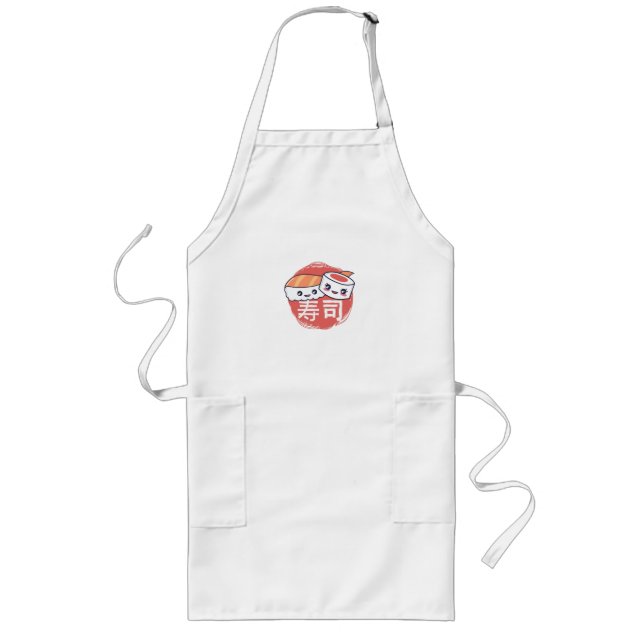 Funny Sushi Cartoon Design Lange Schürze (Vorne)