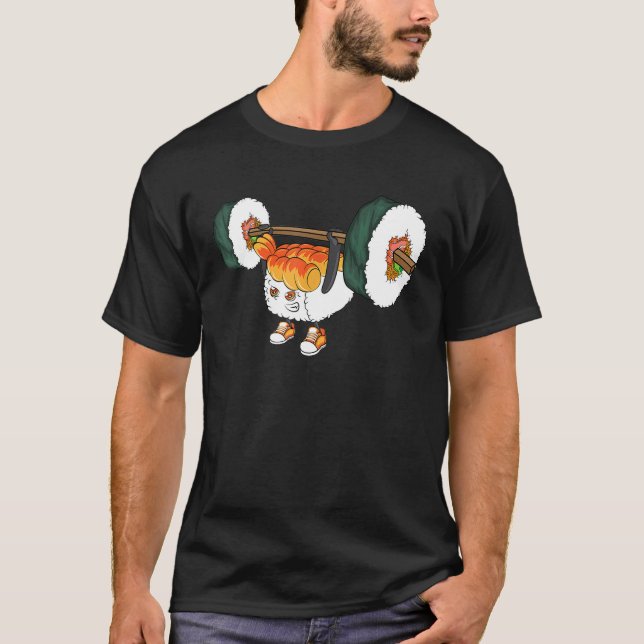 Funny Sushi Gewicht Lifting japanischen Food Gym N T-Shirt (Vorderseite)