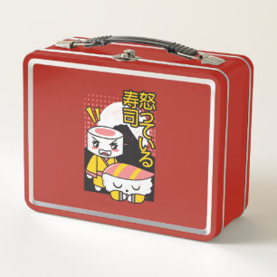 Funny Sushi Karate Fighters Cartoon Design Metall Brotdose