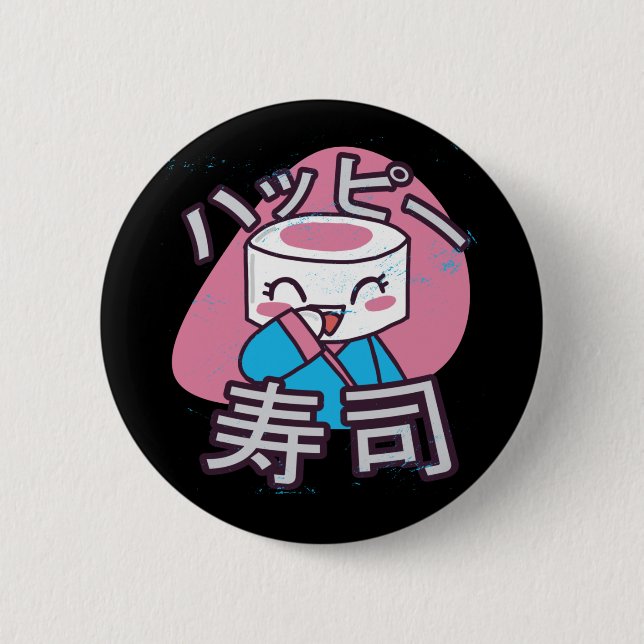 Funny Sushi Master Cartoon Design Button (Vorderseite)