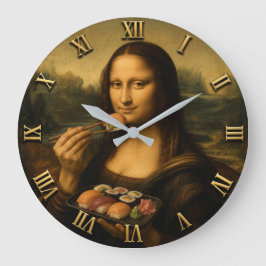 Funny Sushi Mona Lisa Große Wanduhr