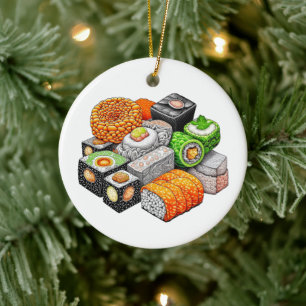 Funny Sushi Pun Weihnachten Keramik Ornament