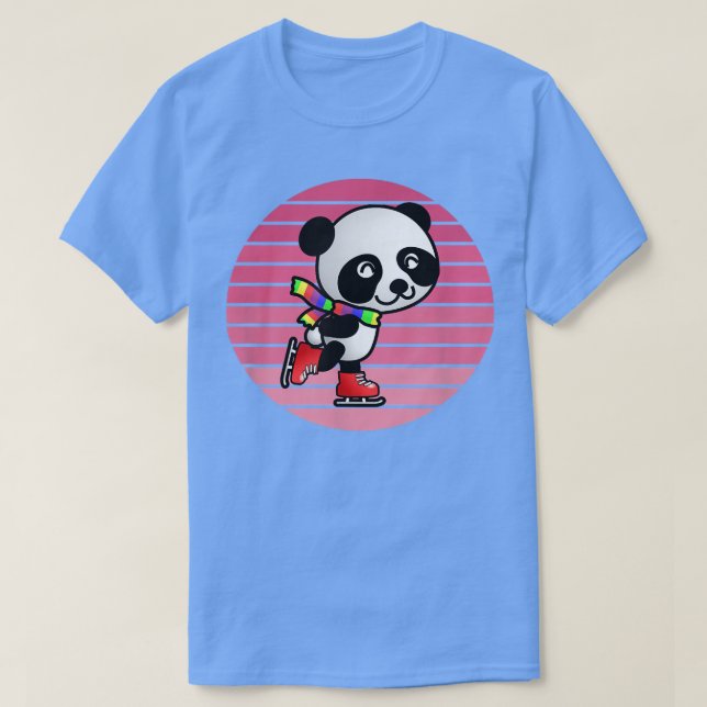 Funny Süße Tier Panda Bear Ice Skaten Pink Retter T-Shirt (Design vorne)