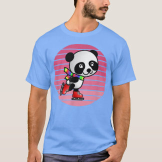 Funny Süße Tier Panda Bear Ice Skaten Pink Retter T-Shirt