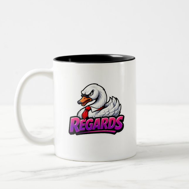Funny Swan Regards Office Sarcasm Coffee Mug Zweifarbige Tasse (Links)