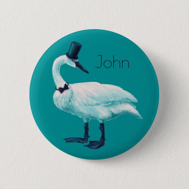 Funny Swan Vogelbeobachtung Button (Vorderseite)