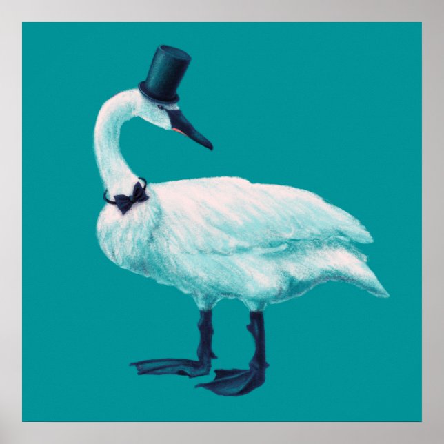 Funny Swan Vogelbeobachtung Poster (Vorne)