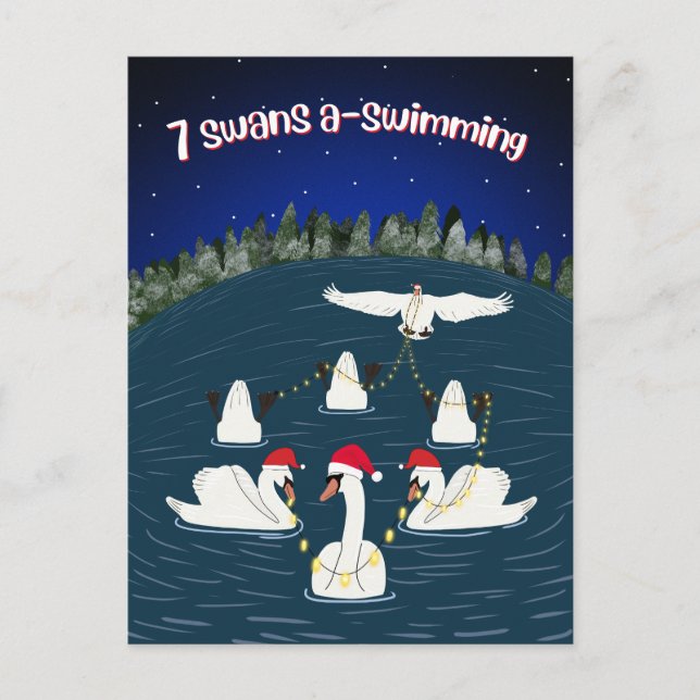 Funny Swans Schwimmen 12 Tage Weihnachten (Vorderseite)