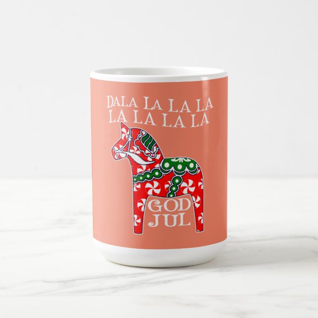 Funny Swedish Christmas God Jul Dala Horse Dalahos Kaffeetasse (Mittel)