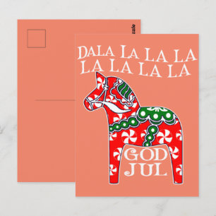Funny Swedish Christmas God Jul Dala Horse Dalahos Postkarte