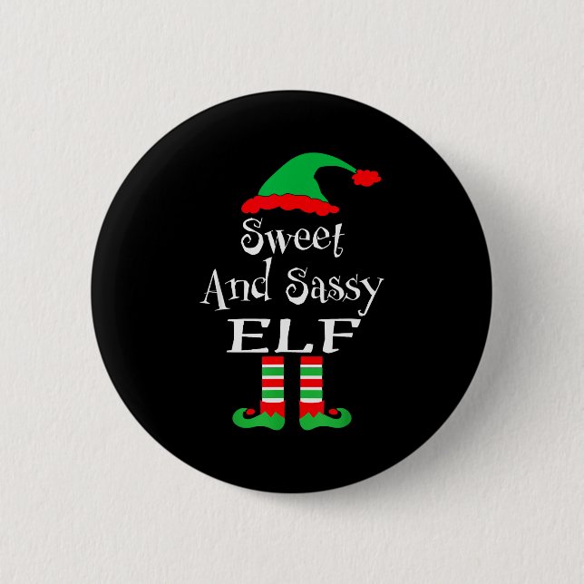 Funny Sweet And Sy Elf Shirt Xmas Family Matching  Button (Vorderseite)