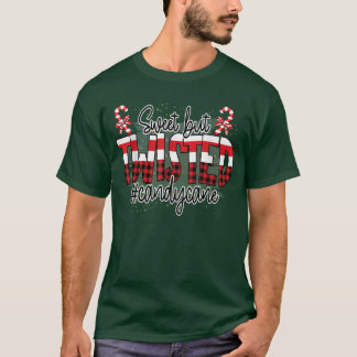 Funny Sweet But Twisted Buffalo Plaid Candy Cane C T-Shirt
