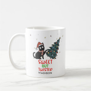 Funny Sweet but Twisted Cat Weihnachtskaffee Tasse