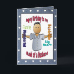 Funny Sweet Cartoon Personalisiert Happy Birthday Karte<br><div class="desc">Lass deinem Mann,  wie sehr du ihn an seinem Geburtstag Liebe! Diese süße und lustige Cartoon-Karte kann mit Ihrer Geburtstagsnachricht und seinem Namen personalisiert werden</div>