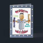 Funny Sweet Cartoon Personalisiert Happy Birthday Karte<br><div class="desc">Lass deinem Mann,  wie sehr du ihn an seinem Geburtstag Liebe! Diese süße und lustige Cartoon-Karte kann mit Ihrer Geburtstagsnachricht und seinem Namen personalisiert werden</div>