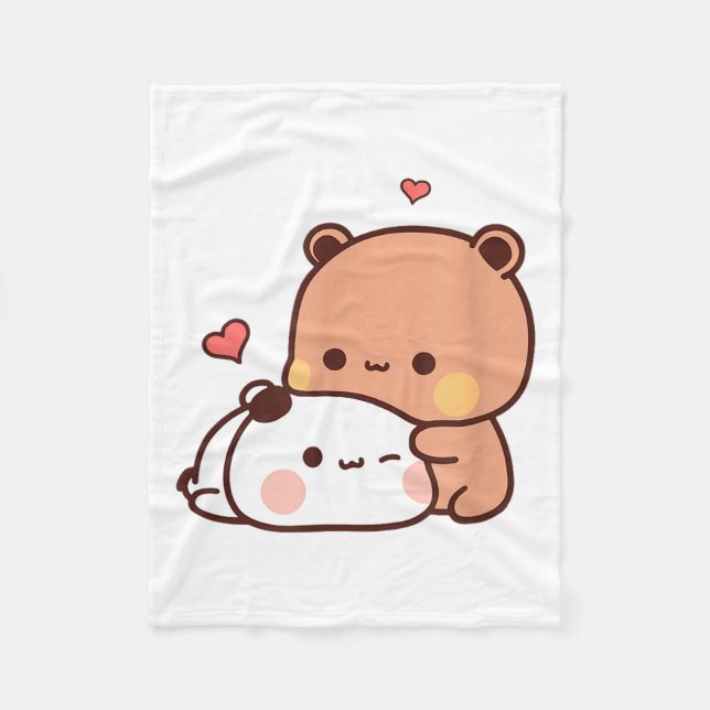 Funny Sweet Kawaii Kp Bear Panda Hugging Couple Lo Fleecedecke (Vorderseite)