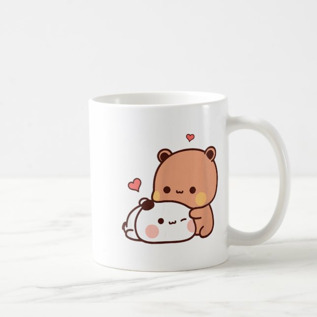 Funny Sweet Kawaii Kp Bear Panda Hugging Couple Lo Kaffeetasse (Rechts)