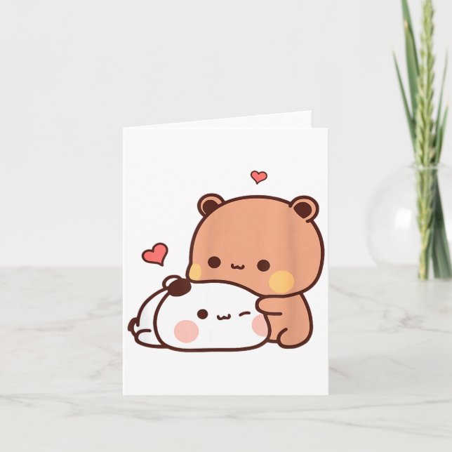 Funny Sweet Kawaii Kp Bear Panda Hugging Couple Lo Karte (Vorderseite)