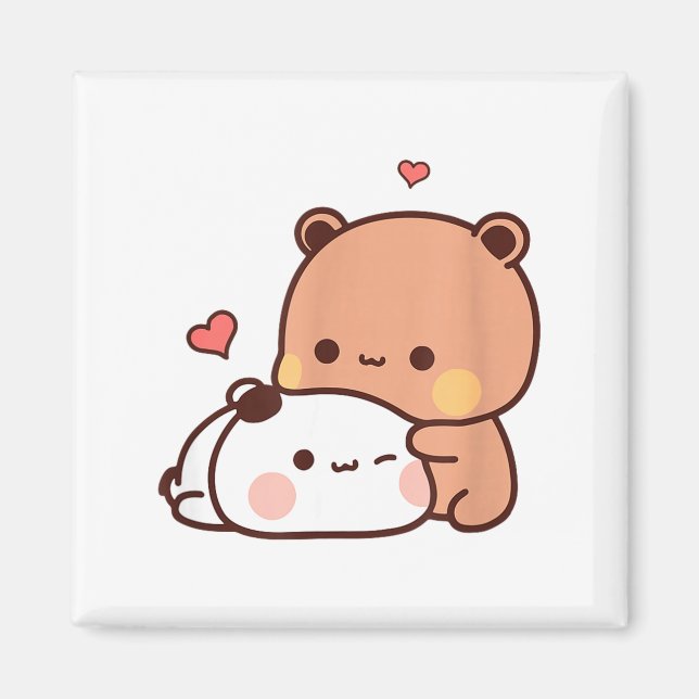Funny Sweet Kawaii Kp Bear Panda Hugging Couple Lo Magnet (Vorne)