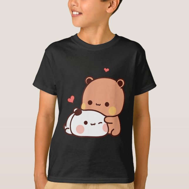 Funny Sweet Kawaii Kp Bear Panda Hugging Couple Lo T-Shirt (Vorderseite)