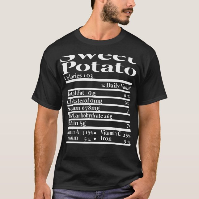 Funny Sweet Potato Nutrition Fakt für Erntedank T-Shirt (Vorderseite)